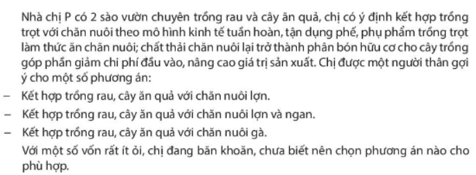 Anh/chị hãy đọc trường hợp sau và trả lời câu hỏi  Theo anh/chị, chị P nên chọn phương án nào cho phù hợp? Vì sao? (ảnh 1)