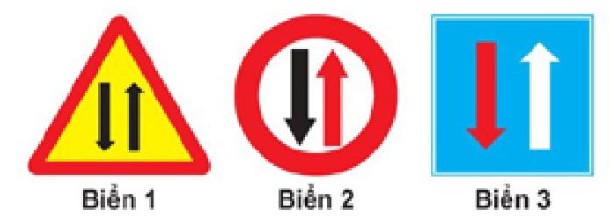 Biển nào báo hiệu phải giảm tốc độ, nhường đường cho xe cơ giới đi ngược chiều qua đường hẹp?    (ảnh 1)
