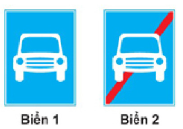 Biển nào báo hiệu “Hết đường dành cho ô tô”?  A. Biển 1 B. Biển 2  (ảnh 1)