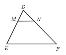 Cho hình vẽ:  Biết rằng \(EF\;{\rm{//}}\;MN,\;MD = 20\;{\rm{cm}}{\rm{,}}\;ND = 25\;{\rm{cm}},\;NF = 50\;{\rm{cm}}.\) Khi đó: (ảnh 1)