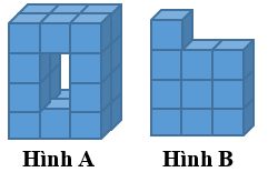 Hình A, hình B được ghép bởi các khối hình lập phương nhỏ như nhau. (ảnh 1)
