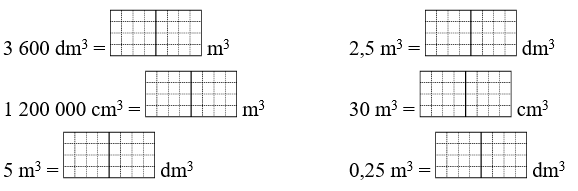 Điền số thích hợp vào chỗ trống: 3600 dm^3 = ....... m^3 (ảnh 1)