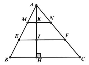 a) \(\frac{{MN}}{{BC}} = \frac{{AN}}{{AC}}.\)  b) \(\frac{{EF}}{{BC}} = \frac{3}{2}.\) (ảnh 1)