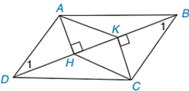 Cho hình bình hành ABCD. Gọi H,K lần lượt là hình chiếu vuông góc của A,C trên BD (ảnh 1)