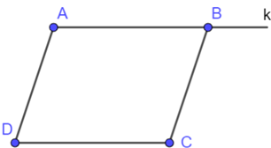 Cho tứ giác \(ABCD\) có \(AB\,{\rm{//}}\,CD,\;AB = CD,\;\widehat A - \widehat B = 50^\circ .\) a) Tứ giác \(ABCD\) là hình bình hành. b) \(\widehat A + \widehat B = 190^\circ .\) (ảnh 1)