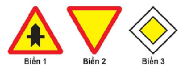 Biển nào báo hiệu “Giao nhau với đường không ưu tiên”?  A. Biển 1 B. Bi (ảnh 1)