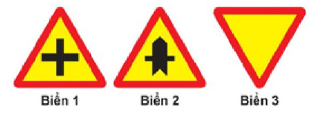 Biển nào báo hiệu “Giao nhau với đường không ưu tiên”?  A. Biển 1.  (ảnh 1)