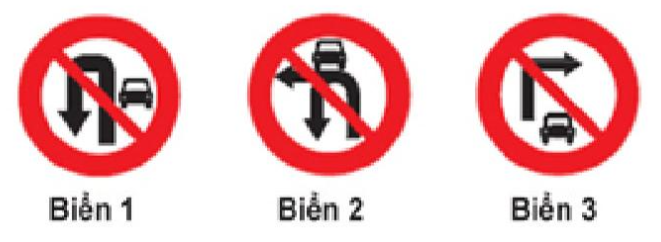 Biển nào dưới đây cấm ô tô quay đầu?  A. Biển 1 và 2. B. Biển 1 và 3  (ảnh 1)