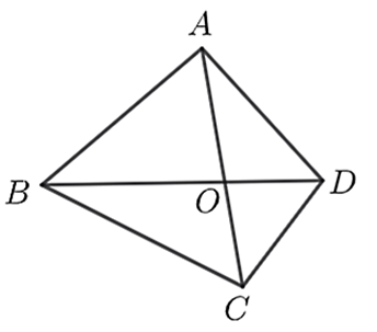 Cho tứ giác ABCD, gọi O là giao điểm của hai đường chéo O\là giao điểm của AB và CD (ảnh 1)