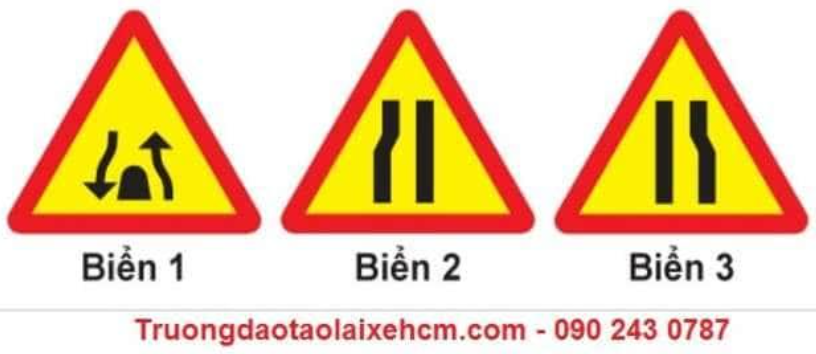 Khi gặp biển nào, người lái xe phải giảm tốc độ, chú ý xe đi ngược chiều, xe đi ở phía   (ảnh 1)