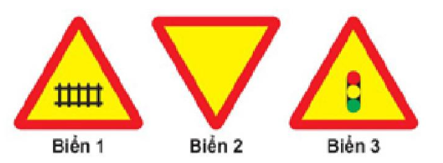 Biển nào báo hiệu “Giao nhau có tín hiệu đèn”?  A. Biển 1. B. Biển   (ảnh 1)