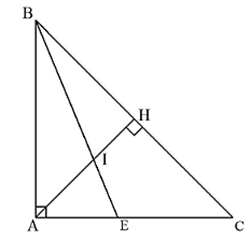          a) \(AI > AE.\)           b) \(\frac{{AB}}{{IA}} = \frac{{BH}}{{HI}}.\)           c) \(\frac{{BH}}{{IH}} = \frac{{BC}}{{EC}}.\)           d) \(EC = 3IH.\) (ảnh 1)