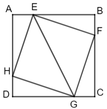 Cho hình vuông \(ABCD.\) Trên các cạnh \(AB,\;BC,\;CD,\;DA\) lần lượt lấy các điểm \(E,\;F,\;G,\;H\) sao cho \(AE = BF = CG = HD.\) Khi đó, \(\widehat {HEG}\) bằng bao nhiêu độ? (ảnh 1)