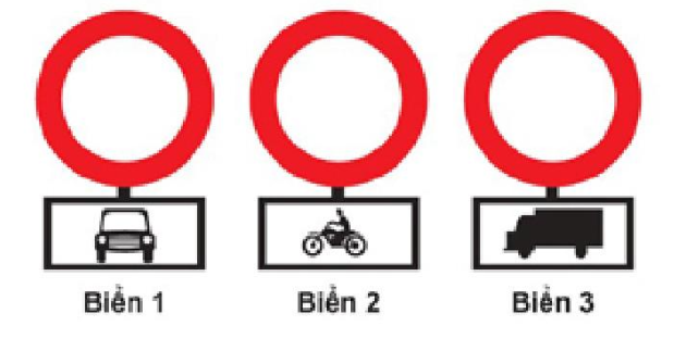 Ba biển này có hiệu lực như thế nào?  A. Cấm các loại xe ở biển phụ đi vào.  (ảnh 1)