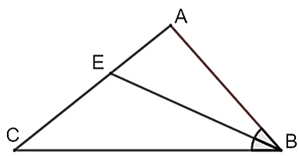 Cho \(\Delta ABC\) có \(AB = 5\;{\rm{cm}},\;AC = 6\;{\rm{cm}},\;BC = 8\;{\rm{cm}}.\) Tia phân giác góc \(B\) cắt \(AC\) tại \(E.\) Độ dài đoạn thẳng \(AE\) bằng bao nhiêu \({\rm{cm?}}\) (ảnh 1)