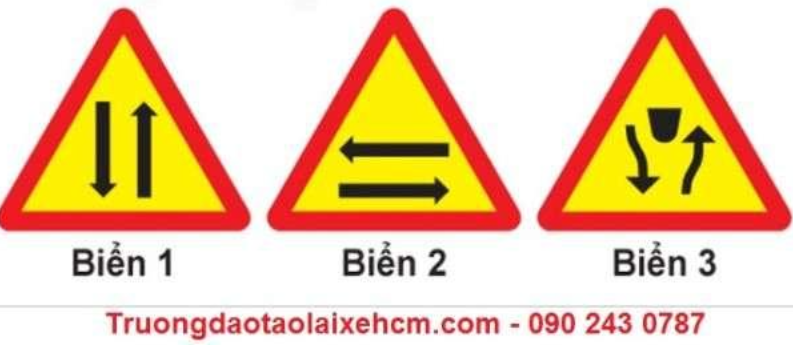 Biển nào báo hiệu “Đường đôi”?  A. Biển 1. B. Biển 2.   (ảnh 1)