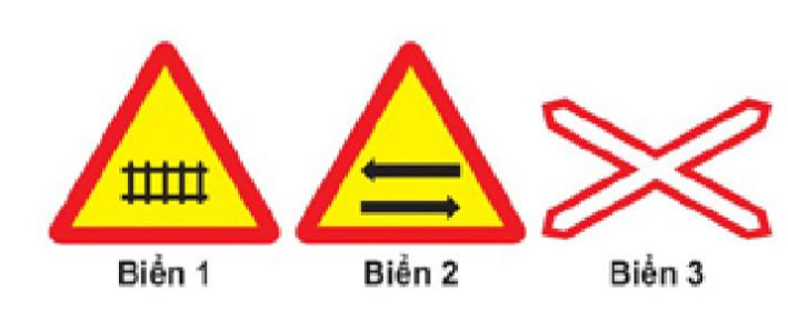 Biển nào báo hiệu nguy hiểm giao nhau với đường sắt?   (ảnh 1)