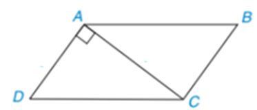 Tính diện tích hình bình hành ABCD có đường chéo AC vuông góc với cạnh AD. Biết rằng AC = 12cm, AD = 9cm (ảnh 1)