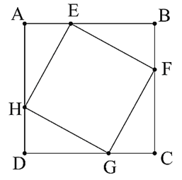 Cho hình vuông \(ABCD\). Trên các cạnh \(AB,BC,CD,DA\) lần lượt lấy các điểm \(E,F,G,H\) sao cho \(AE = BF = CG = DH\). Lúc này, tứ giác \(EFGH\) là hình gì? (ảnh 1)