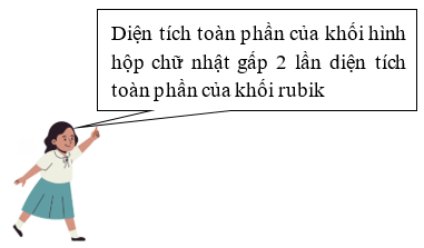 Trong một cửa hàng đồ chơi, có hai khối rubik cạnh 6 cm. Người quản lý cửa hàng đặt hai khối rubik cạnh nhau để tạo thành một khối hình hộp chữ nhật (ảnh 1)