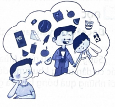 Em hãy quan sát hình bên và cho biết bạn nhỏ trong hình mơ thấy điều gì trong tương lai?   Còn em, em mơ ước điều gì trong tương lai? Hãy nói cho bạn nghe về ước mơ đó. (ảnh 1)