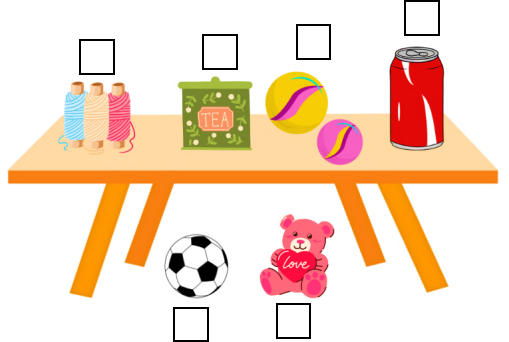 Điền x vào ô  chứa các đồ vật ở dưới cái bàn. (ảnh 1)