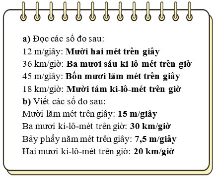 Hoàn thiện chỗ trống sau: 12 m/giây; 36 km/giờ; 45 m/giây (ảnh 2)