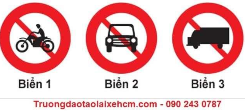 Biển nào báo hiệu cấm xe mô tô hai bánh đi vào?  A. Biển 1. B. Biển 2.   (ảnh 1)