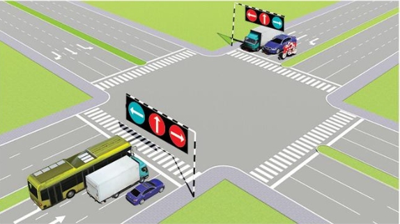Theo tín hiệu đèn, xe nào phải dừng lại là đúng quy tắc giao thông?   (ảnh 1)