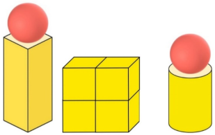Đúng ghi Đ, sai ghi S  Hình trên có:  a) Có 2 khối hộp chữ nhật ….  b) Có 4 khối lập phương ….  c) Có 2 khối lập phương ….  d) Có 1 khối hộp chữ nhật …. (ảnh 1)