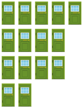 Read and choose the correct picture.
- How many doors are there?
- There are twenty doors.
   (ảnh 2)