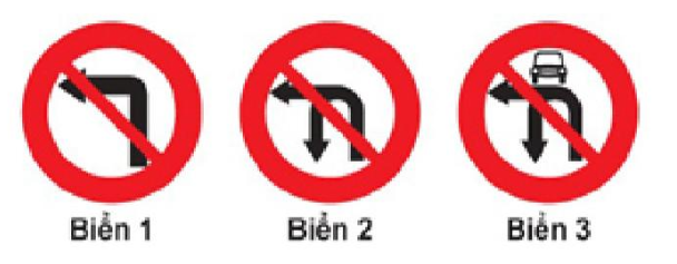 Biển nào cấm các phương tiện giao thông đường bộ rẽ trái?  A. Biển 1 và 2. (ảnh 1)