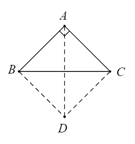 Cho tam giác  vuông cân tại \(A\), có cạnh \(AB\) bằng \[\sqrt 2 \]. Tính độ dài vectơ tổng \[ABC\]. (ảnh 1)