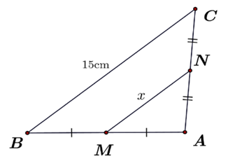 Cho hình vẽ sau:   Độ dài của \(x\) là (ảnh 1)