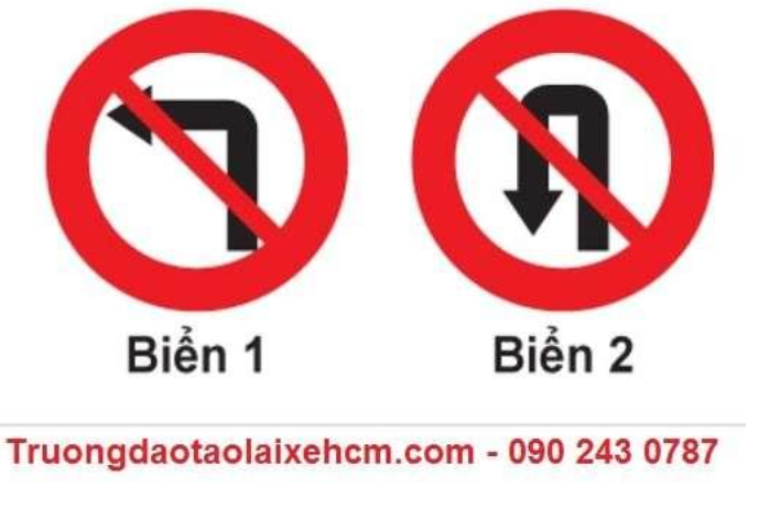 Khi gặp biển nào xe được rẽ trái?  A. Biển 1. B. Biển 2. C. Không biể  (ảnh 1)