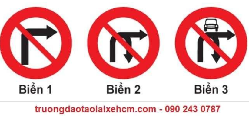 Biển nào cấm các phương tiện giao thông đường bộ rẽ phải?  A. Biển 1 và 2. B. Biển 1  (ảnh 1)