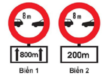 Biển nào báo hiệu khoảng cách thực tế từ nơi đặt biển đến nơi cần cự ly tối t (ảnh 1)
