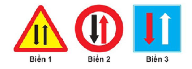 Biển nào báo hiệu “Đường hai chiều”?  A. Biển 1. B. Biển 2.  (ảnh 1)