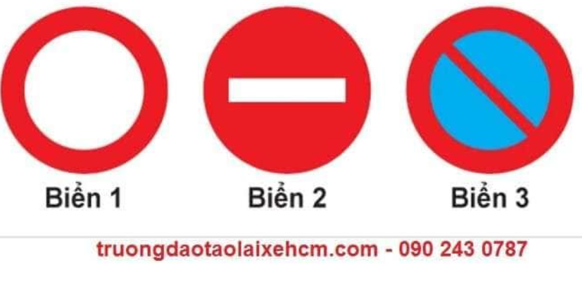 Biển nào là biển “Cấm đi ngược chiều”?  A. Biển 1. B. Biển 2. C. Cả ba biển.   (ảnh 1)