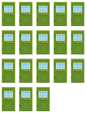 Read and choose the correct picture.
- How many doors are there?
- There are twenty doors.
   (ảnh 3)