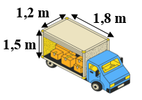 Cô Mai cần xếp các thùng sữa lên xe tải có kích thước thùng xe như trong hình vẽ (ảnh 1)