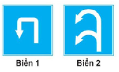 Biển nào cho phép quay đầu xe?  A. Biển 1. B. Biển 2.  (ảnh 1)