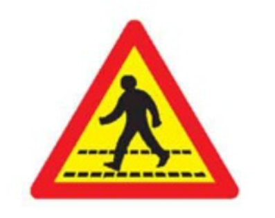 Biển báo hiệu có dạng tam giác đều, viền đỏ, nền màu vàng, trên có hì  (ảnh 1)