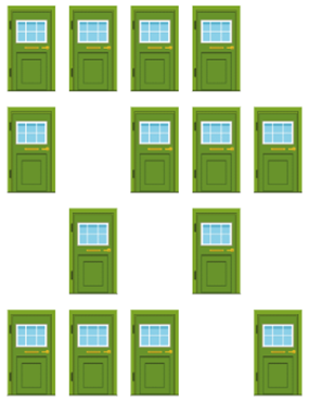 Read and choose the correct picture.
- How many doors are there?
- There are twenty doors.
   (ảnh 4)