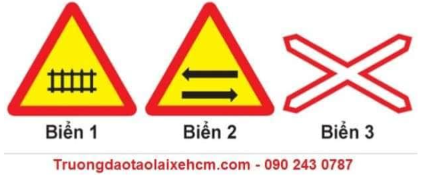 Biển nào báo hiệu đường sắt giao nhau với đường bộ không có rào chắn?   (ảnh 1)