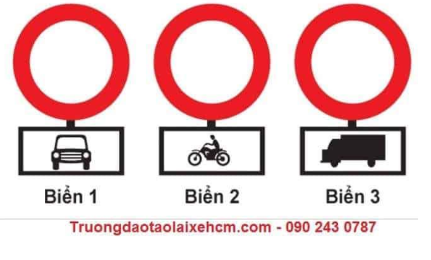 Biển nào xe mô tô hai bánh không được đi vào?  A. Biển 1. B. Biển 2. C. Biể  (ảnh 1)