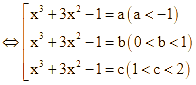d) Phương trình f(x^3 + 3x^2 - 1) = 1 có đúng 7 nghiệm (ảnh 1)