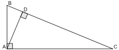 Cho \(\Delta ABC\) vuông tại \(A\) có \(AB = 5\;{\rm{cm}}{\rm{,}}\;AC = 12\;{\rm{cm}}{\rm{.}}\) Gọi \(AD\) là đường cao của \(\Delta ABC.\) a) \(BC = 13\;{\rm{cm}}{\rm{.}}\) b) Diện tích \(\Delta ABC\) bằng \(60\;{\rm{c}}{{\rm{m}}^2}.\) (ảnh 1)