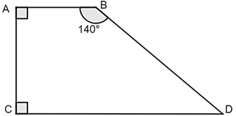 Cho hình vẽ:   Khi đó, số góc \(D\) bằng: (ảnh 1)