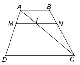 a) \(\frac{{AM}}{{MD}} = \frac{{AI}}{{IC}}.\)  b) \(\frac{{AM}}{{MD}} = \frac{{BN}}{{BC}}.\) (ảnh 1)